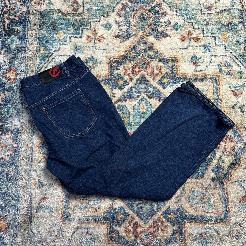 Vintage Y2K Ecko Unltd Darkwash Baggy Blue Jeans Size 39